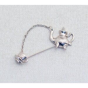 Vintage Silver Tea Party Stick Pin by Avon - T4